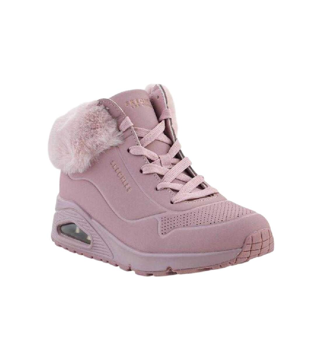 Baskets Montantes Motif/style Bord Duveteux Uno Femme Rose Skechers-4