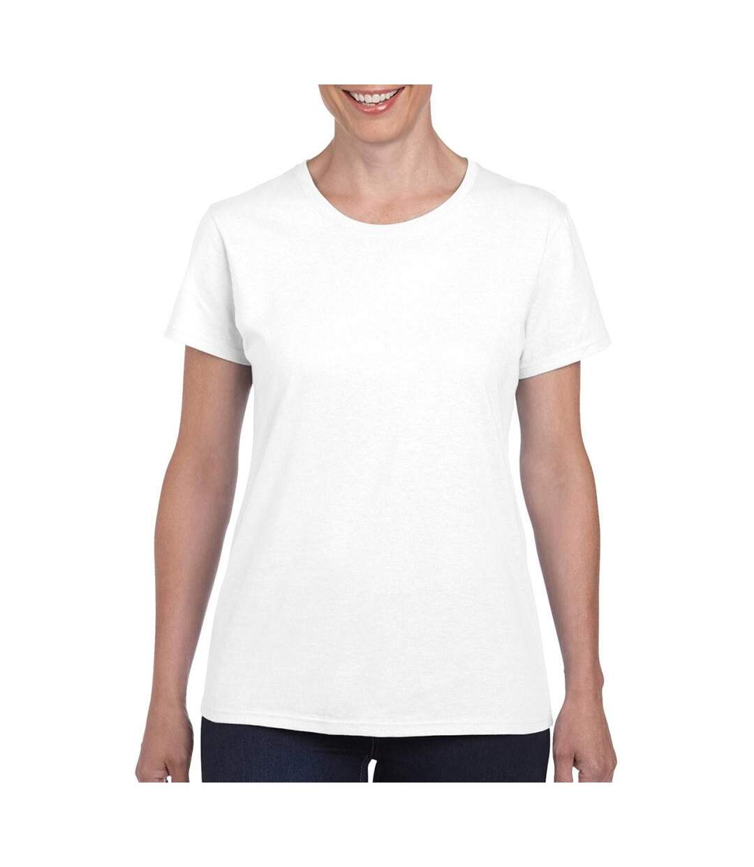 T-shirt À Manches Courtes Coupe Féminine Femme Blanc Gildan-1