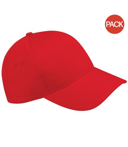 Lot de 2  casquettes de baseball adulte rouge Beechfield