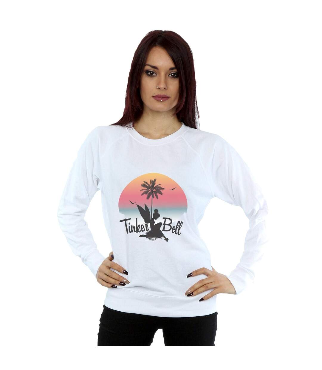 Disney Sweatshirt Femme/Femme Fée Clochette coucher de soleil (Blanc) - UTBI40940-2