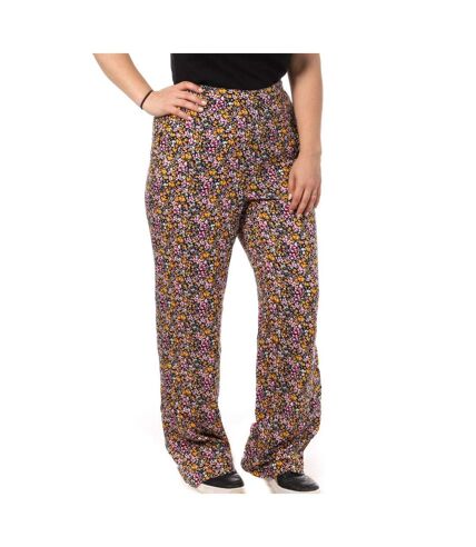 Pantalon Noir/Rose/Orange à Motifs Femme Vero Moda Curve Easy Hw Wide - 42