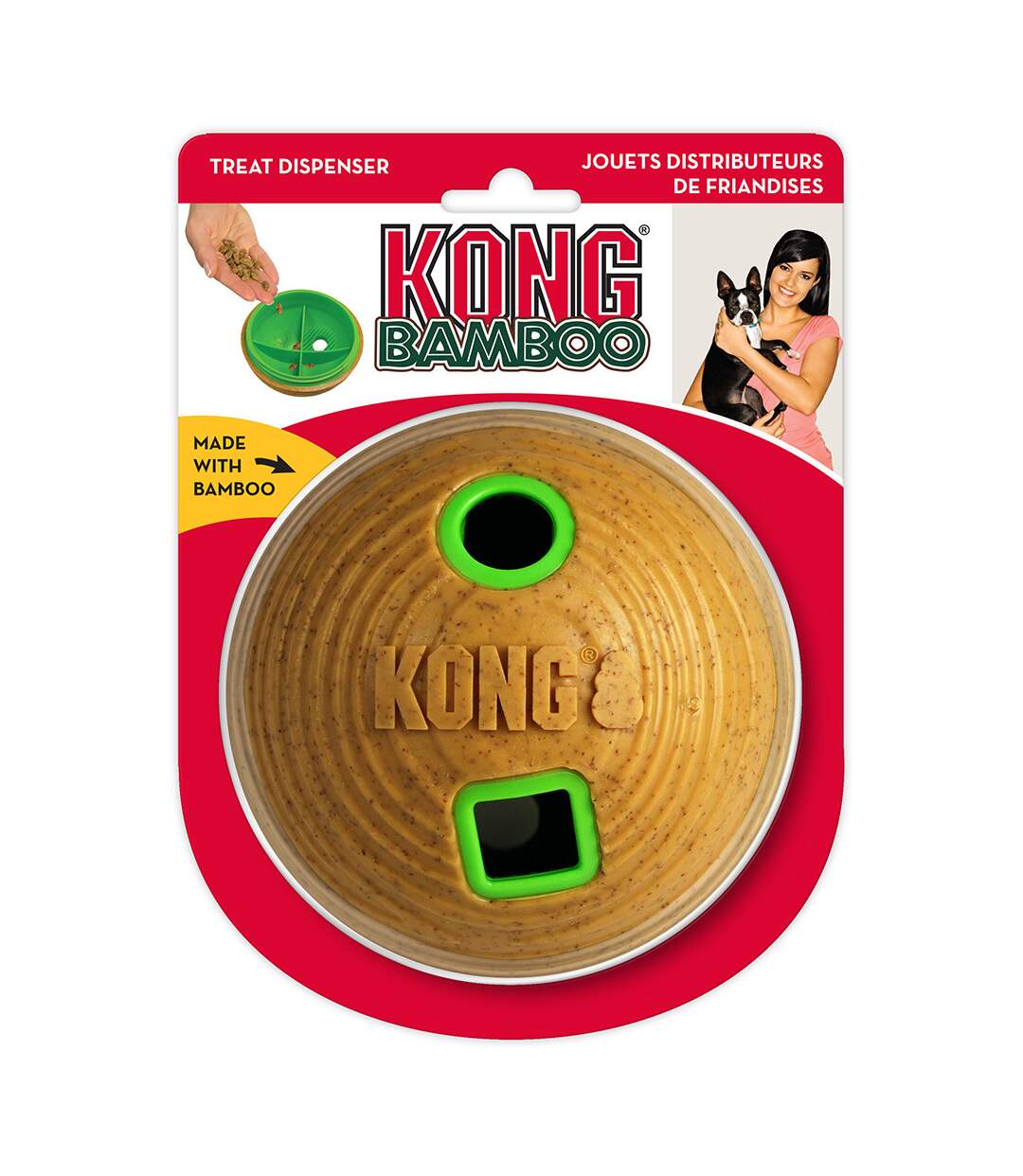 Bamboo dog treat dispenser m brown/green KONG-2
