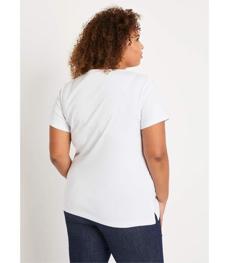 T-shirt long motif fleuri fentes côtés