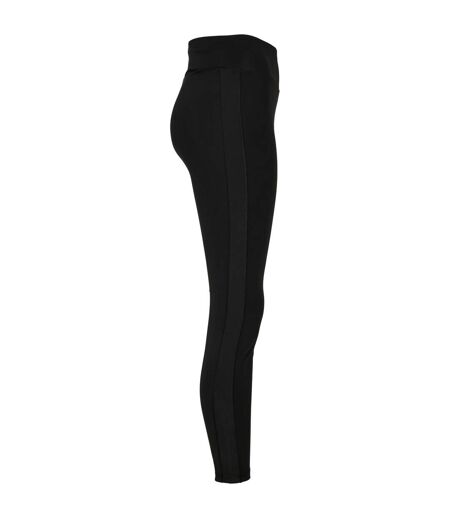 Womens/ladies Shiny Stripe High Waist Leggings Black Black Urban Classics