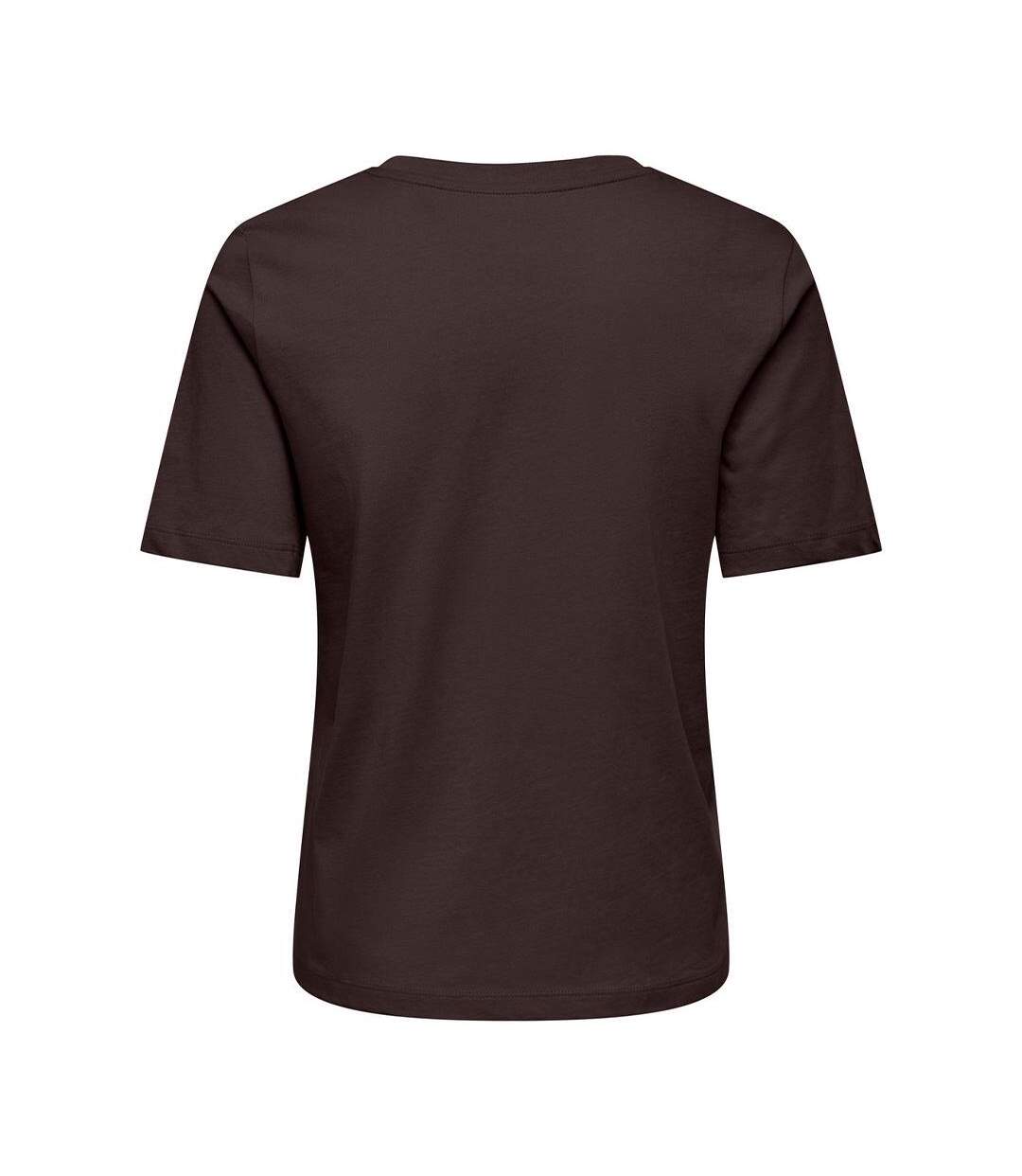 T-Shirt marron foncé femme only happy-2