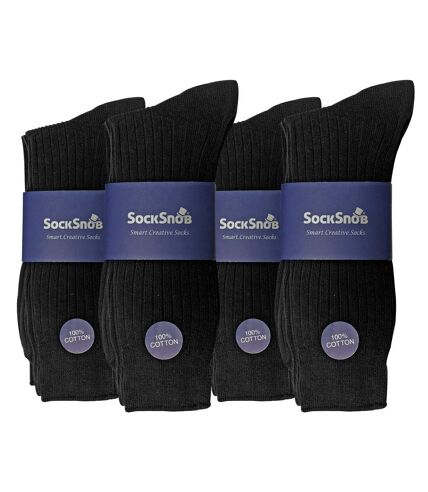 12 Pair Multipack Mens 100% Cotton Socks | Sock Snob | Ribbed Dress Socks | Size 6-11 & 11-14