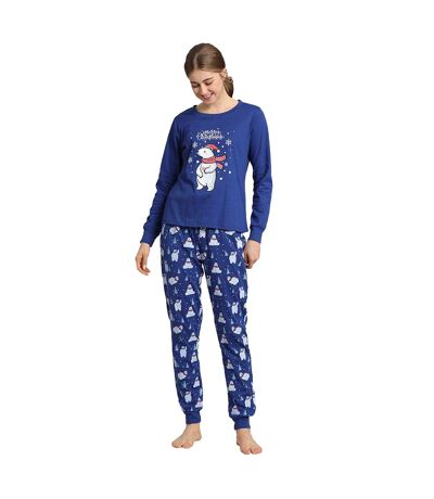Ensemble De Pyjama Long Noël Motif/style Ours Polaire Femme Bleu Blanc The Snowman