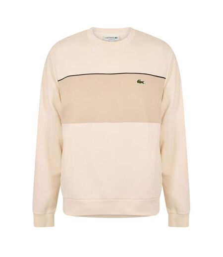 Sweat Motif/style Blocs De Couleurs Homme Beige Lacoste