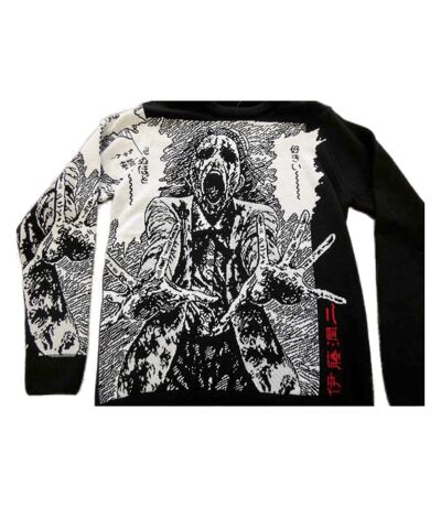 Junji-Ito Unisex Adult Ghoul Knitted Sweatshirt (Black/White) - UTHE1332