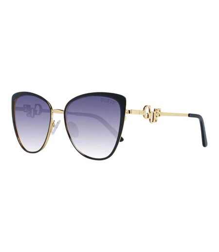 Womens/ladies Shiny Sunglasses One Size Black Gold Guess