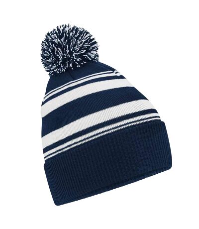 Unisex adult fan striped beanie french navy/white Beechfield