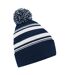 Unisex adult fan striped beanie french navy/white Beechfield-1
