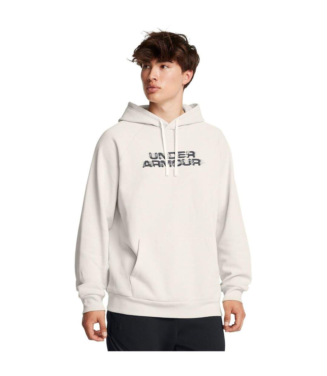 Mens Rival Raglan Drawstring Hoodie White Under Armour-3
