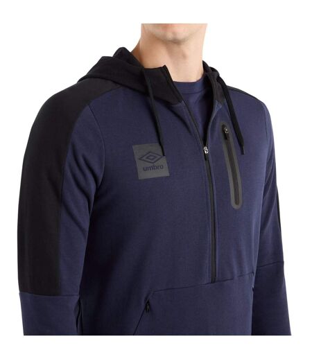 Mens Terrace Half Zip Hoodie Peacoat Black Umbro