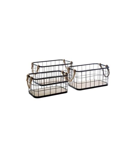 Lot de 3 Cagettes de Rangement Loft 38cm Noir