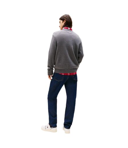 Pull Motif/style Logo Et Drapeau Homme Noir Chiné Tommy Jeans