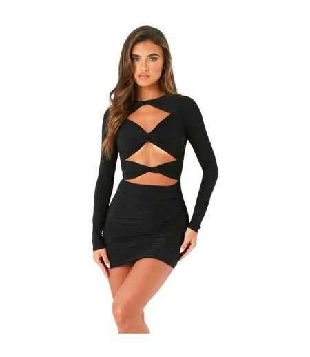 Robe Courte Motif/style Découpé Slinky Femme Noir Missy Empire