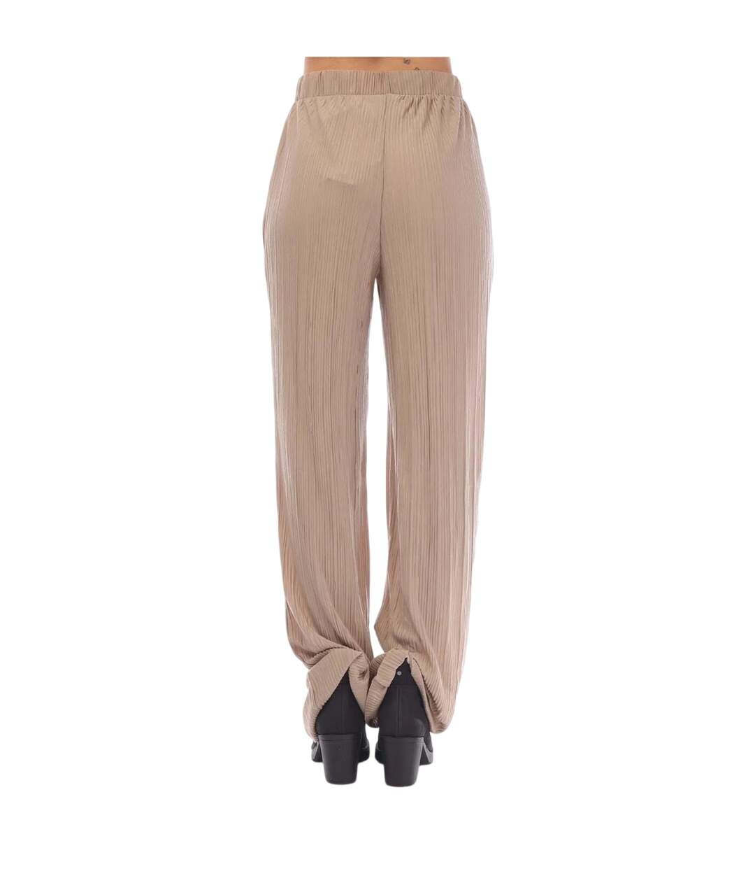 Womens/ladies Plisse Wide Leg Trousers Mink Vero Moda-2
