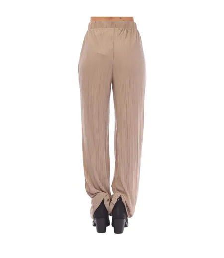 Womens/ladies Plisse Wide Leg Trousers Mink Vero Moda
