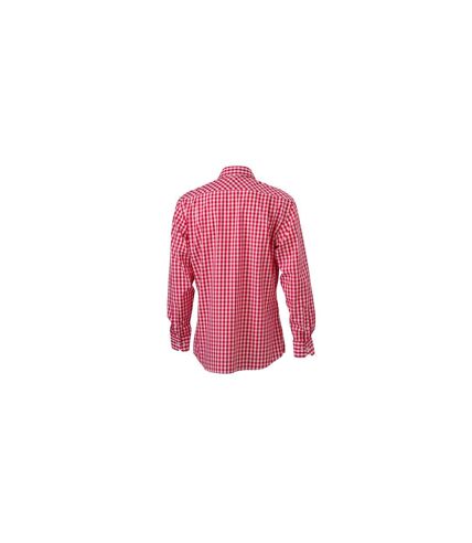 chemise manches longues carreaux vichy HOMME JN617 - rouge