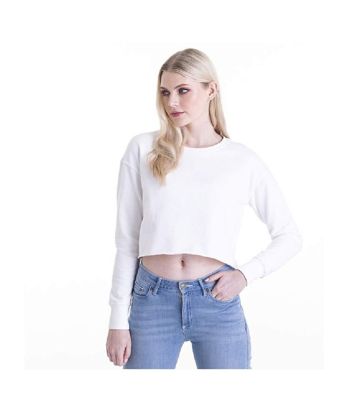 AWDis Hoods Womens/Ladies Cropped Sweatshirt (Deep Black)