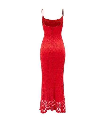 Robe Mi-longue Motif/style Maille Adoni Femme Rouge Feu Bardot