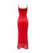 Robe Mi-longue Motif/style Maille Adoni Femme Rouge Feu Bardot-3