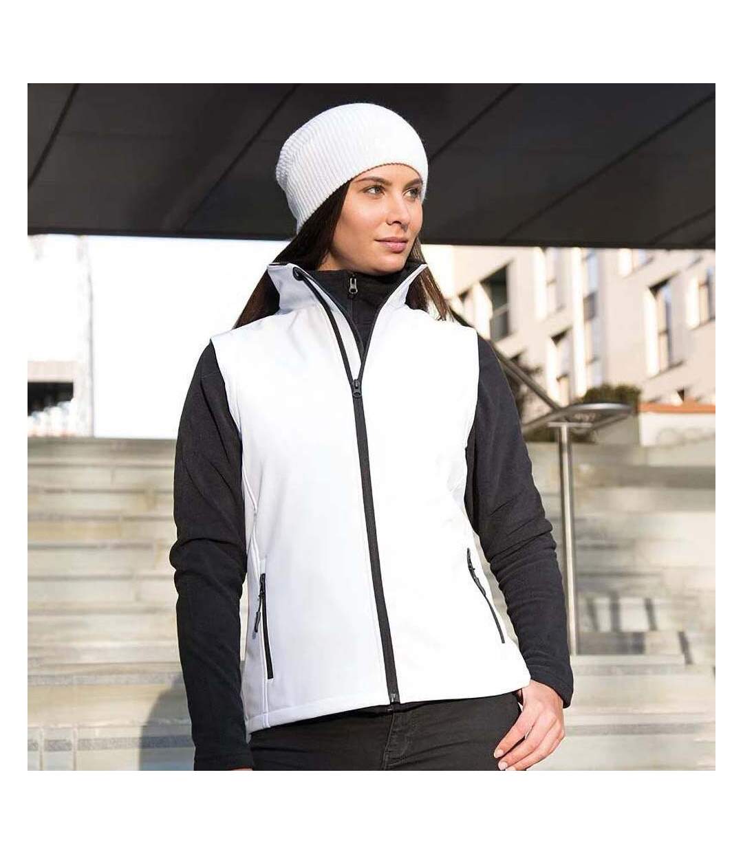 Veste softshell sans manches femme blanc/noir Result-2