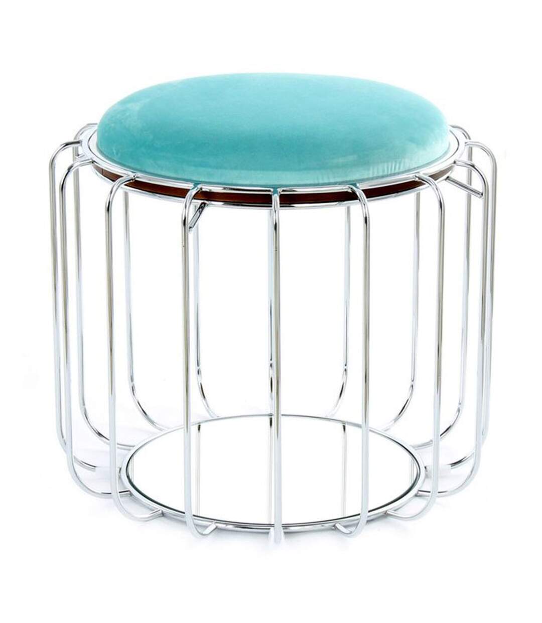 Pouf & Table d'Appoint Comfortable 50cm Menthe & Argent-1