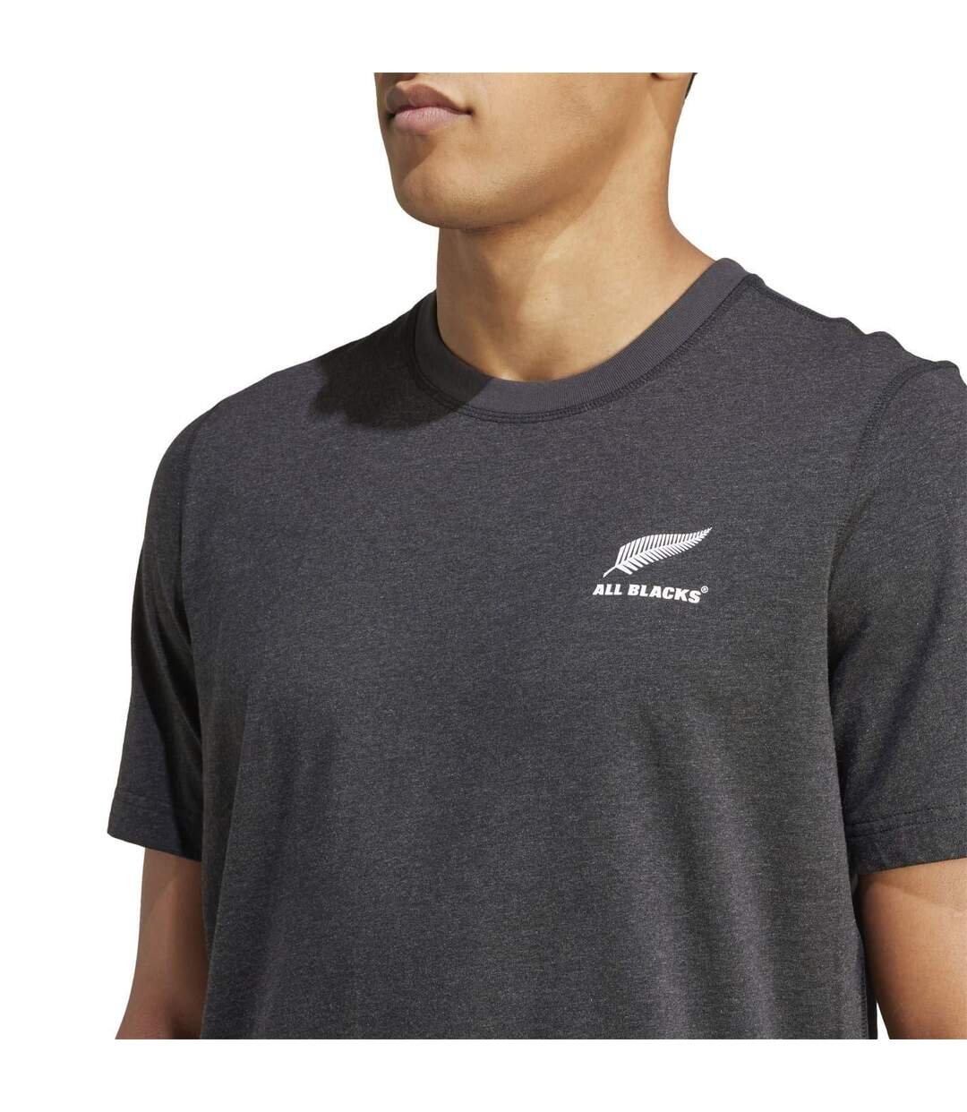 Mens Z.n.e 2024 New Zealand All Blacks T-shirt Black Melange Adidas-4
