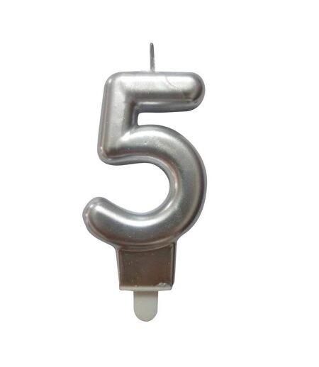 Bougie d'Anniversaire Chiffre 5 7cm Argent