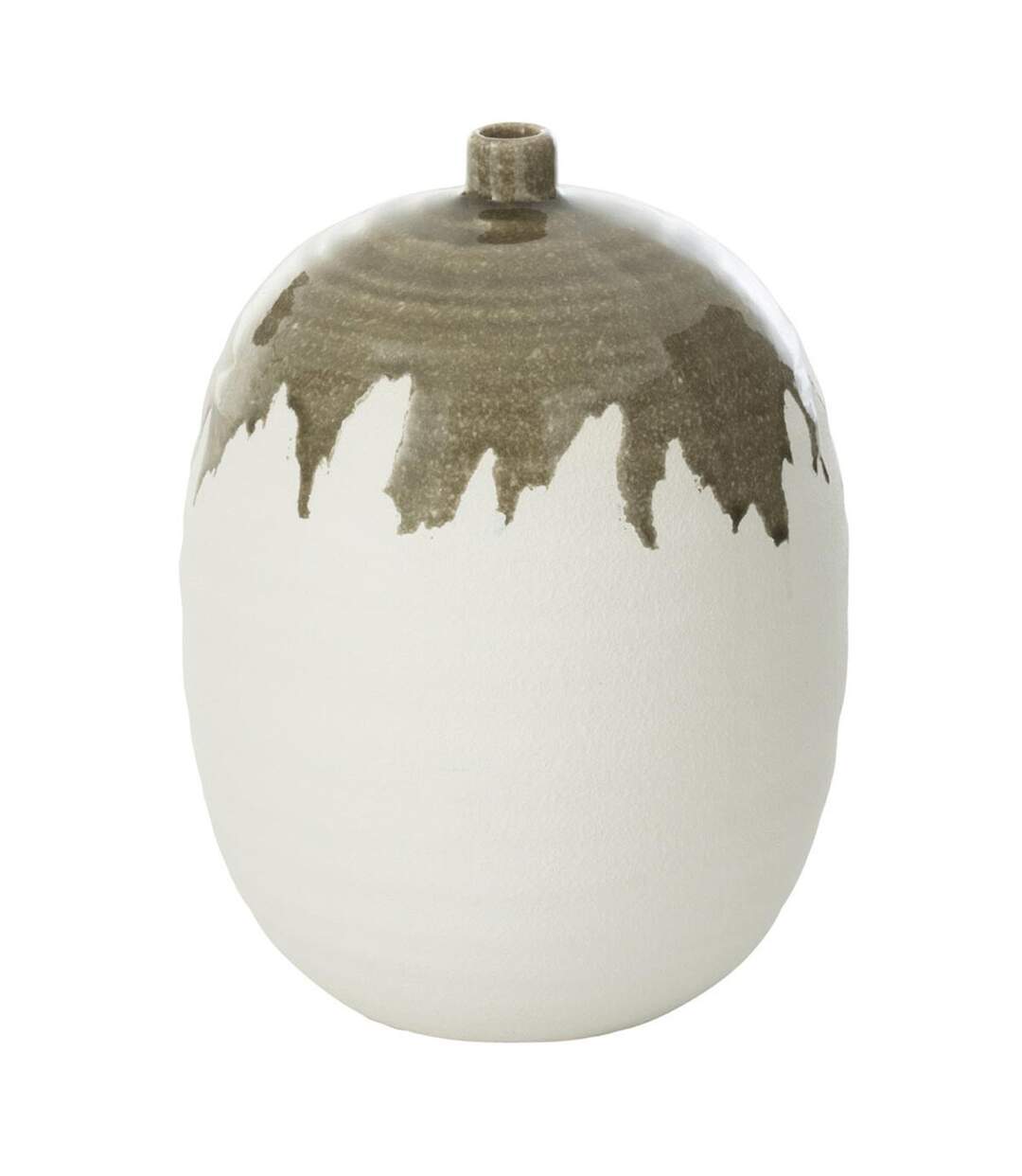 Vase Bouteille en Argile Olea 31cm Blanc & Vert-1
