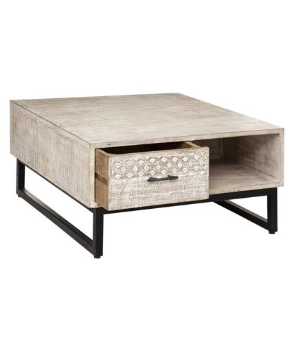 Table basse 2 tiroirs Ajay - Beige et noir