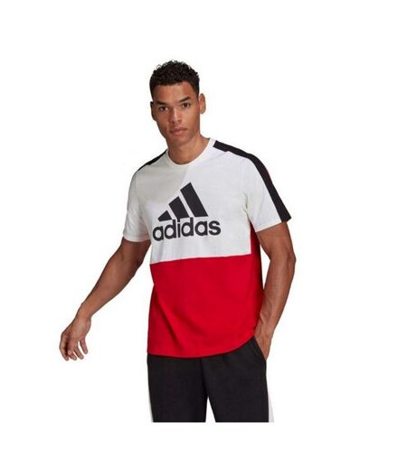 T-shirt Style Bloc De Couleur Essentials Homme Blanc Rouge Adidas