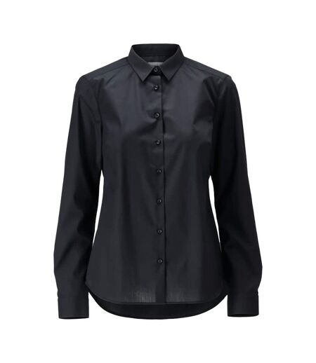 Womens/ladies Frontline Poplin Shirt Deep Black Mascot