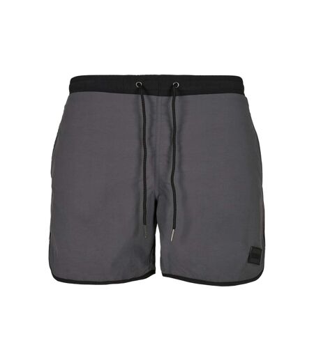 Short De Bain Motif/style Rétro Homme Noir Gris Foncé Urban Classics