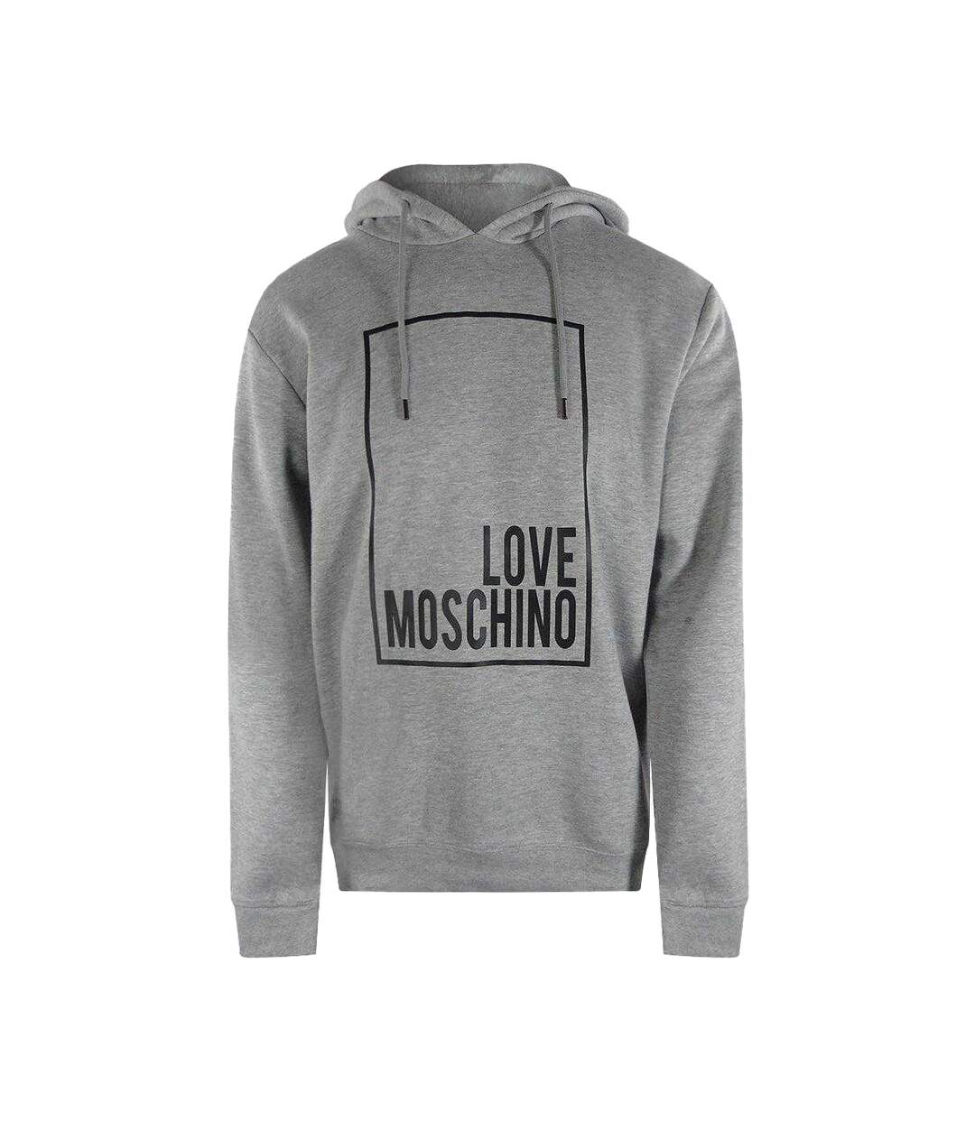 Sweat À Capuche Motif/style Logo Rectangulaire Femme Gris Love Moschino-1