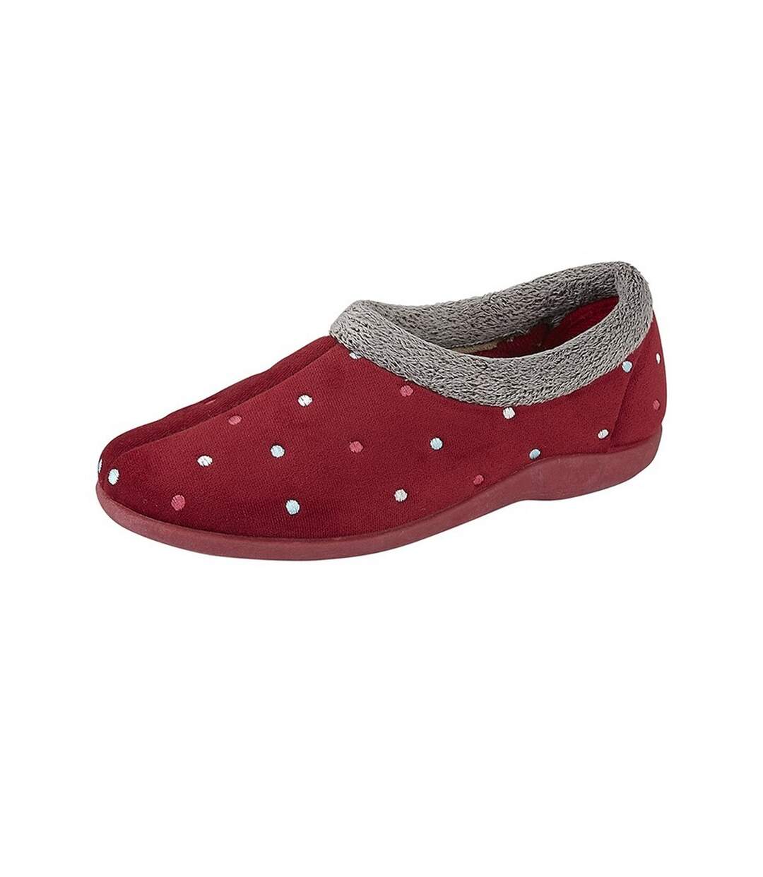 Womens/ladies sophie velour slippers burgundy Sleepers