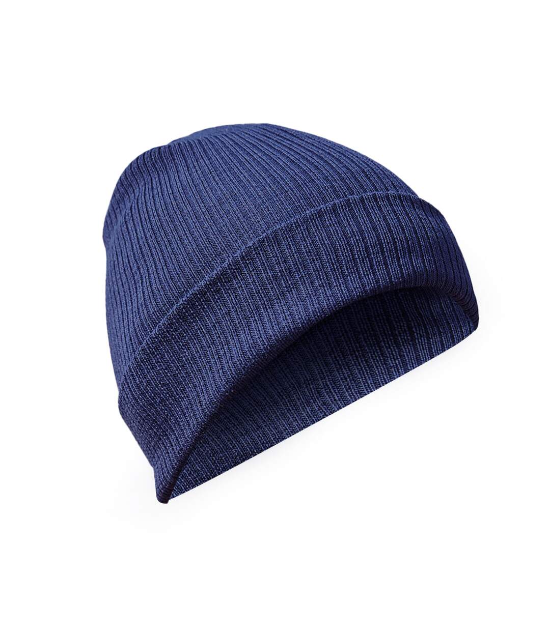Unisex adult knitted organic cotton beanie oxford navy Beechfield-1