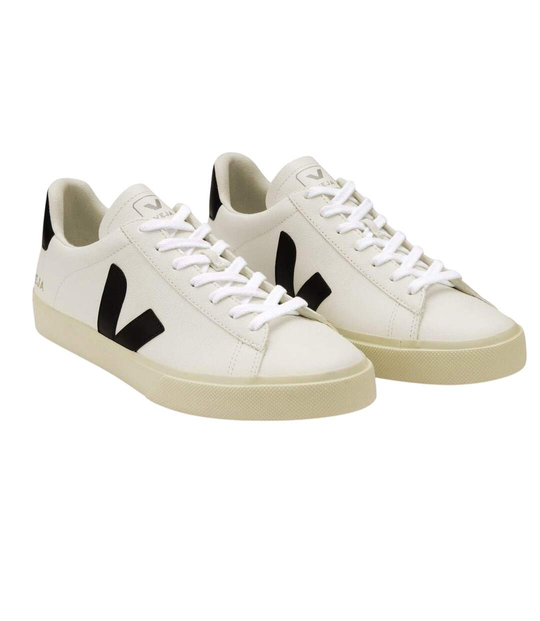 Womens/ladies Campo Leather Trainers White Black Veja-4