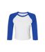 Womens/ladies Micro-rib Raglan 3/4 Sleeve T-shirt White True Royal Bella + Canvas-1