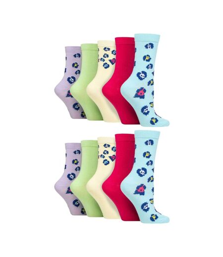 Wildfeet - 10 Paires Femme Chaussettes Bambou Mi-mollet Jacquard Imprimé