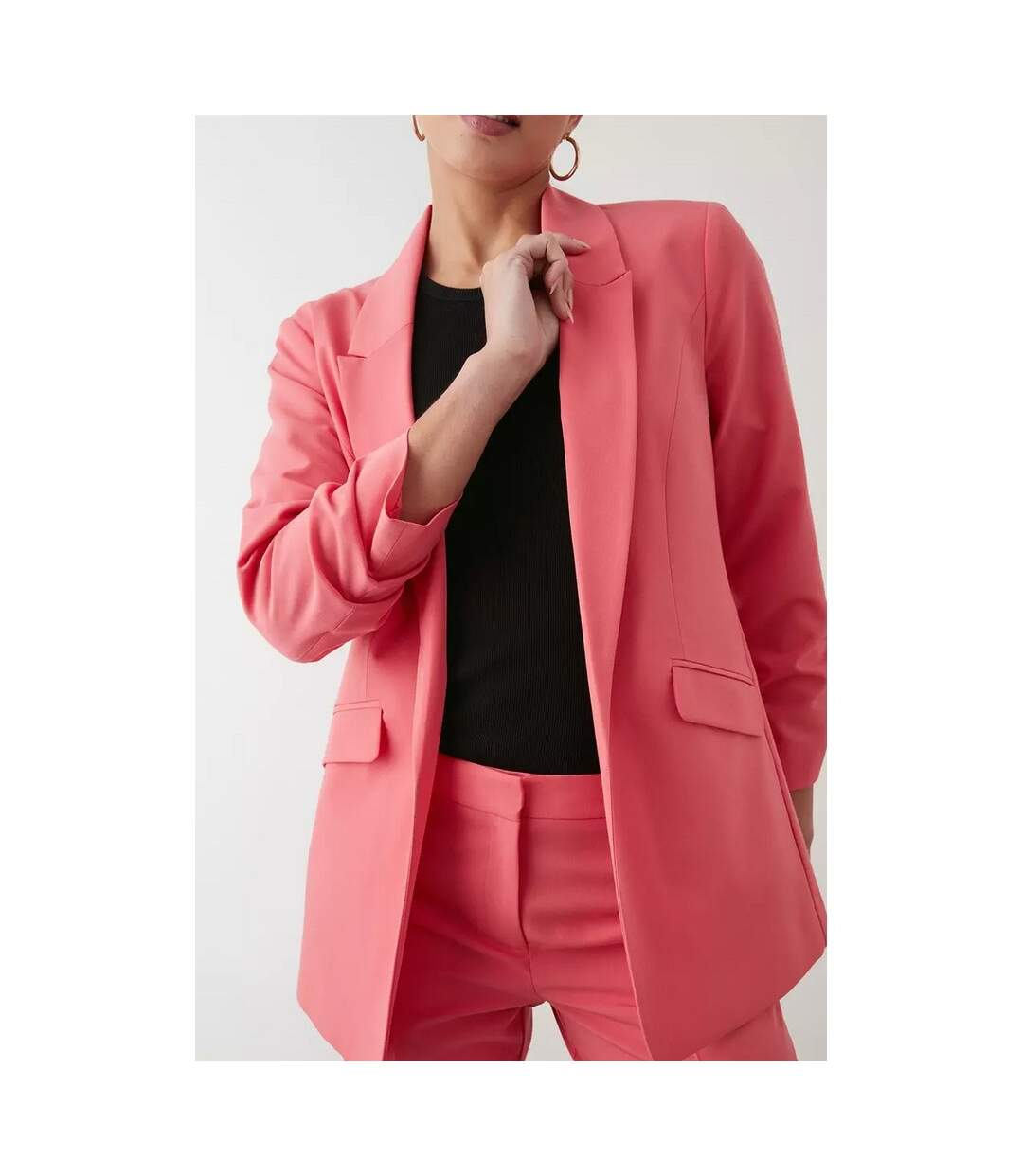 Womens/ladies tall ruched blazer bright pink Dorothy Perkins-3