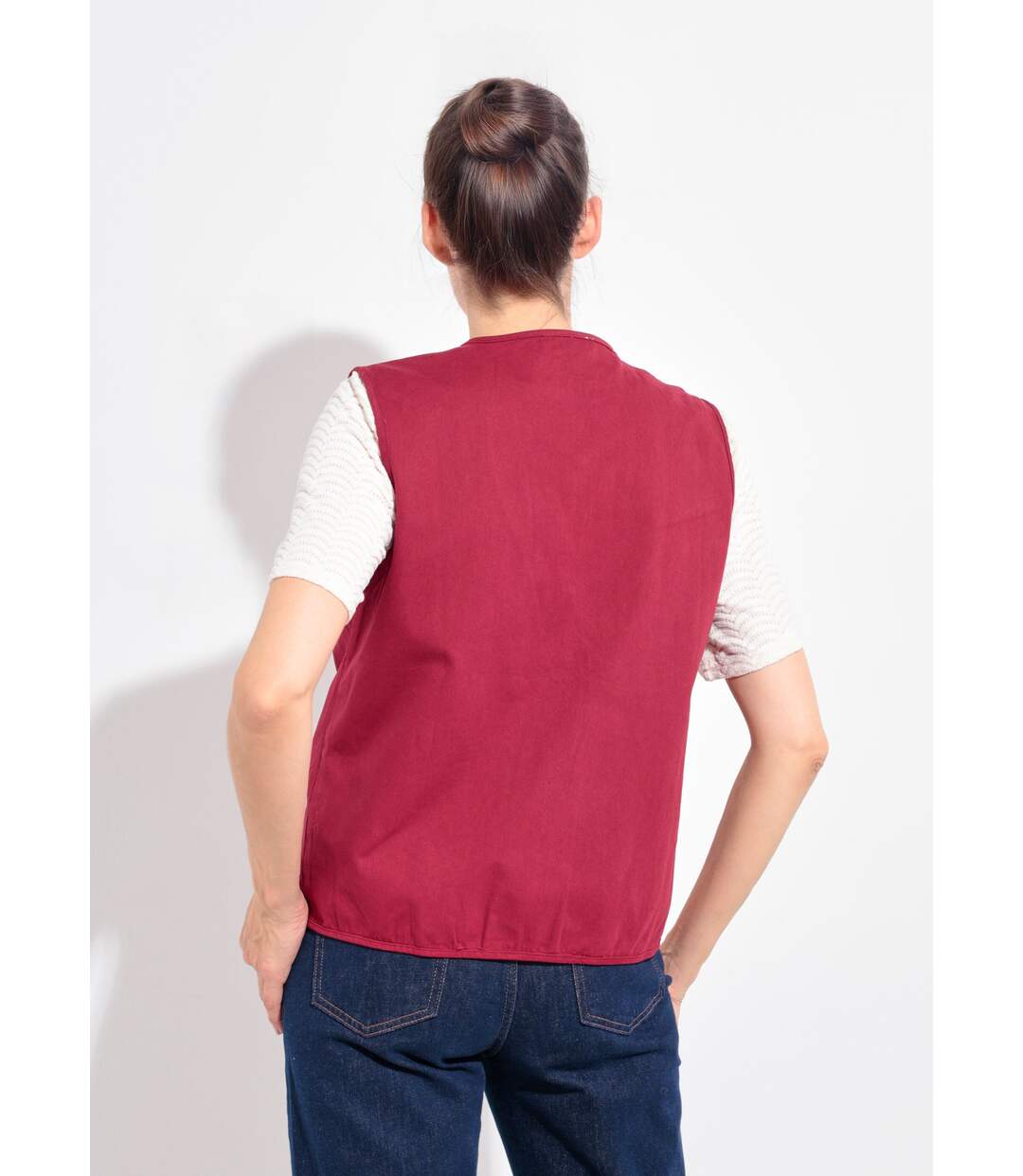 Gilet sans manches col rond en twill-2