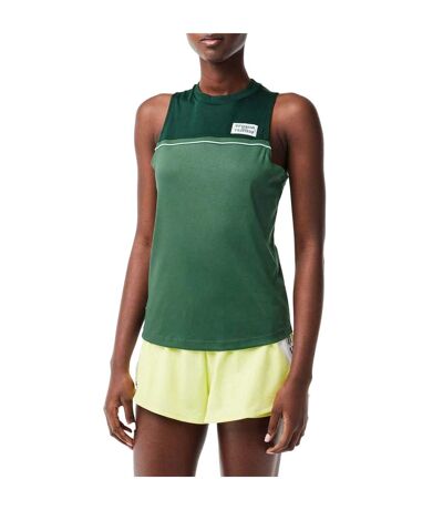 Womens/ladies Contrast Cotton Stretch Sport Tank Top Green Lacoste