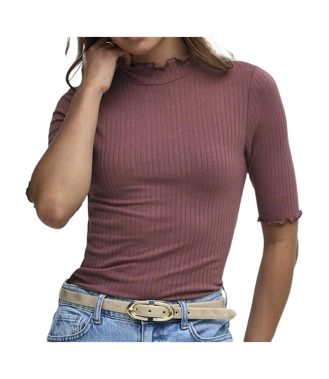 T-Shirt vieux rose femme jdy fransiska-1