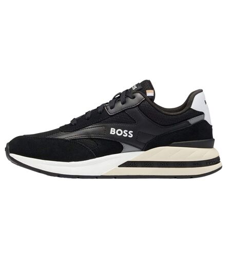 Mens Kurt Leather Running Trainers Black Boss