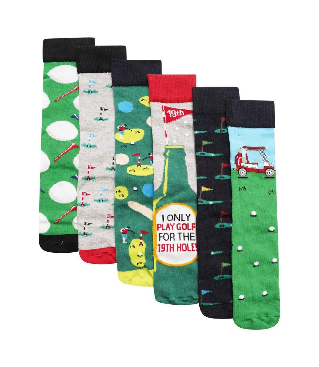 Pack Of 6  Mens Golf Ball Cotton Socks  Multicoloured Soxy-3