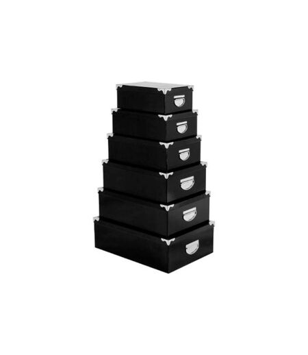 Set de 6 Boîtes de Rangement Uni 48cm Noir