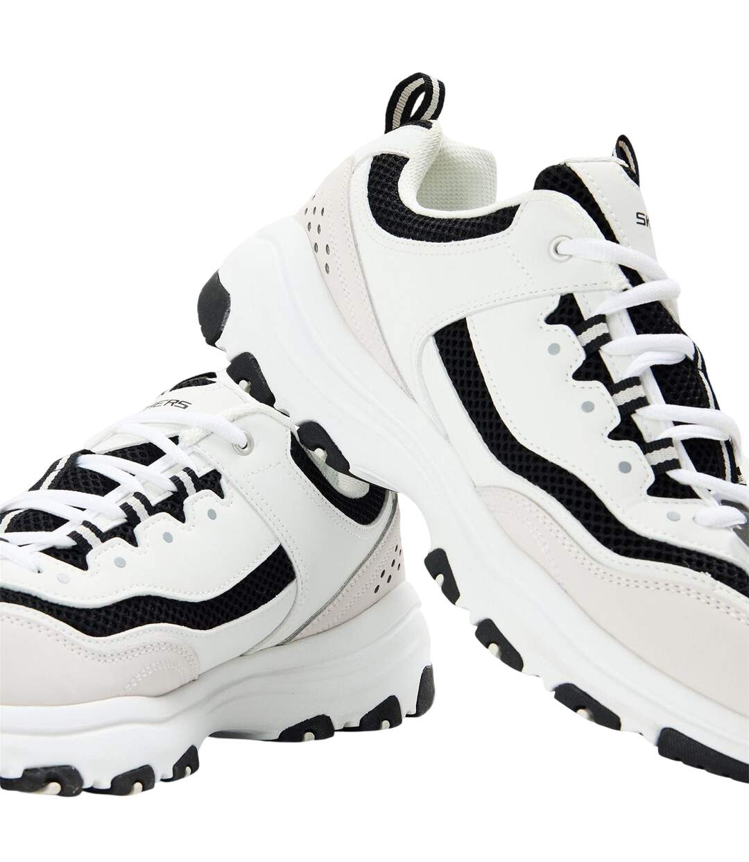 Mens Logo Low Cut Flat Trainers White Black Skechers-4